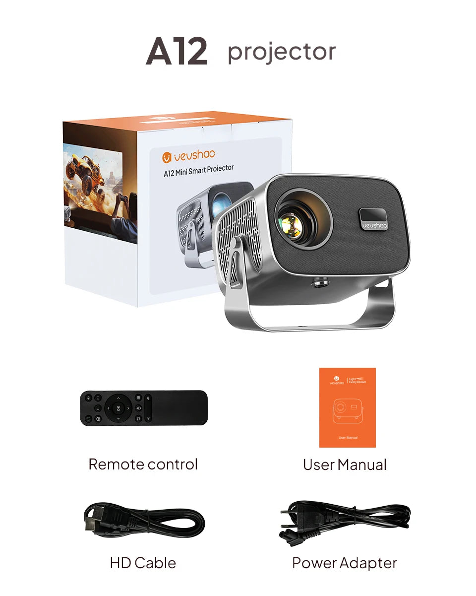 A12 Projector Mini Portable 1080P 4K Video Home Cinema