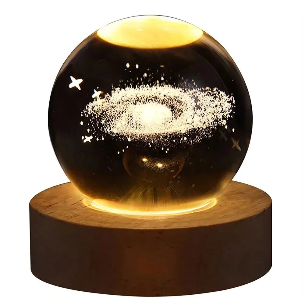 3D Crystal Galaxy Lamp with USB Night Light