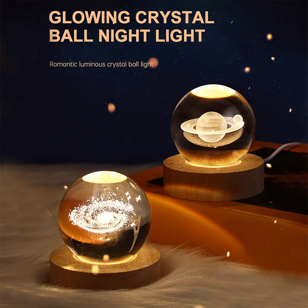 3D Crystal Galaxy Lamp with USB Night Light