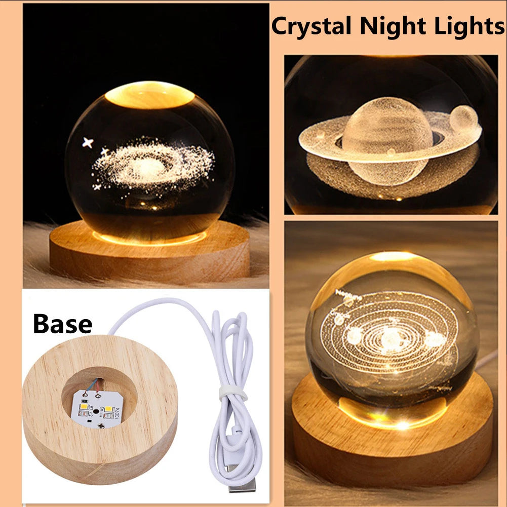 3D Crystal Galaxy Lamp with USB Night Light